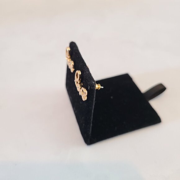 Gold Tone and Crystal CZ Valentine's Earring Set of Three Studs - Picture 10 of 12